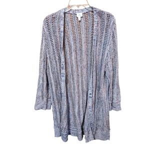 Dressbarn Draped Open Front Knit Long Sleeve Cardigan Sweater Size XL